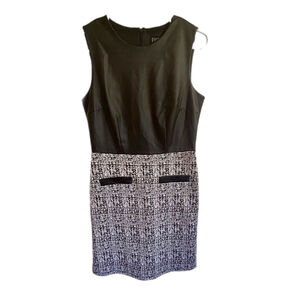 Enfocus Studio Faux Leather & Tweed Sheath Dress Size 6